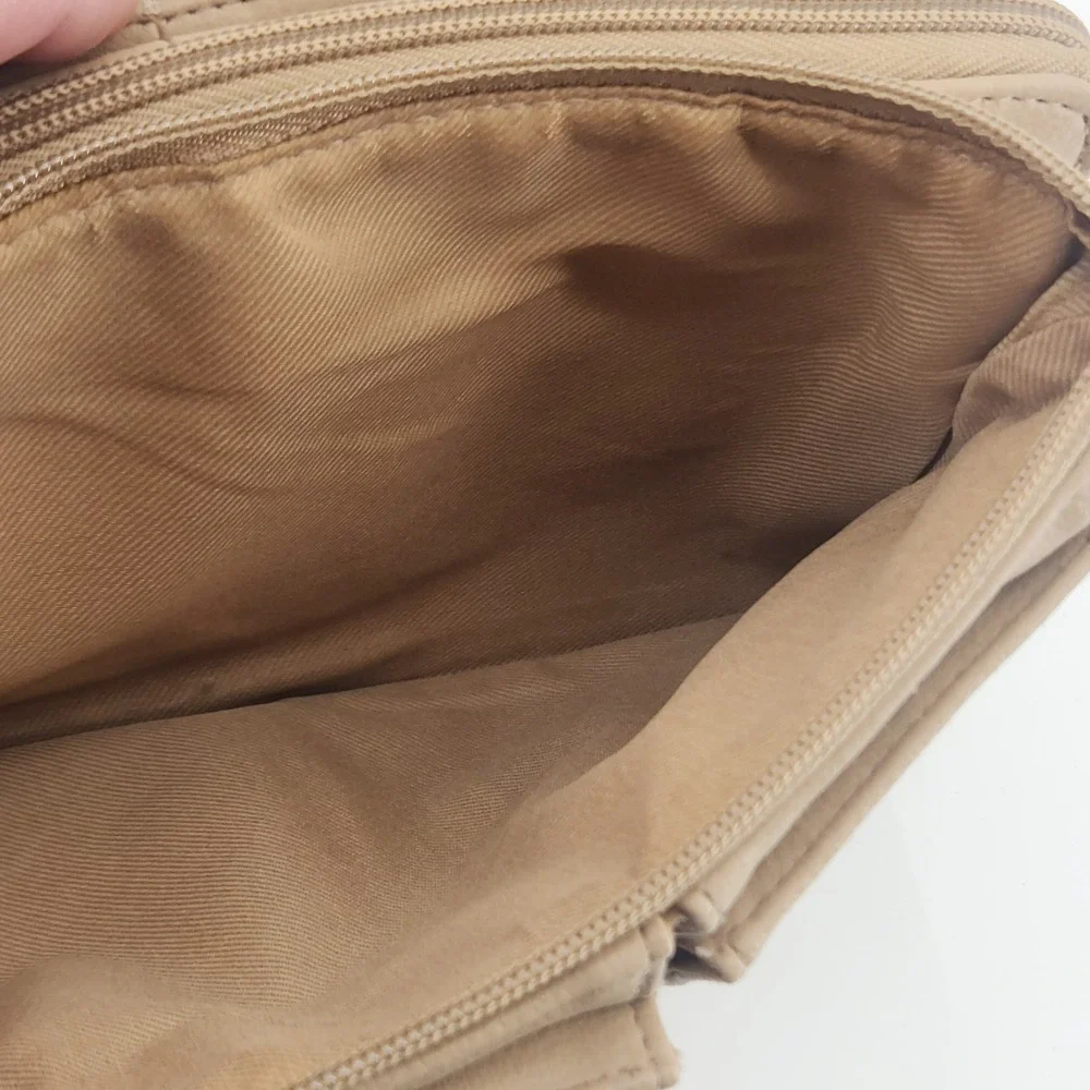 Koltov Tan Organizer Crossbody Shoulder Bag Multi Pocket Purse 9.5